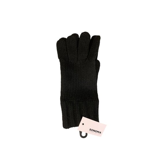 Sonoma Everyday Knit Gloves 4-Way Stretch Black One Size - Picture 1 of 7